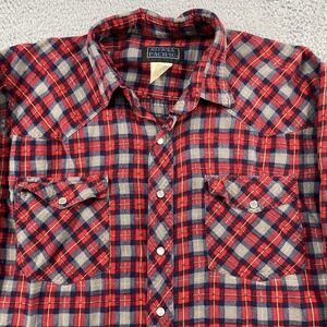 SIerra Pacific Pearl Snap Button Western Shirt Mens XL Plaid Red & Grey
